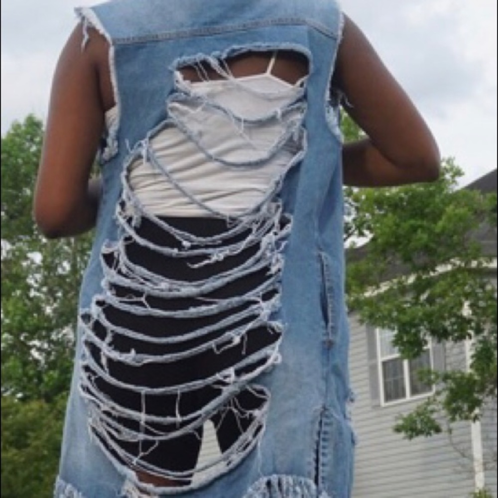 Julia Ripped Denim Vest